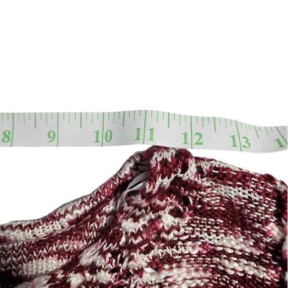 New Directions Crochet Knit Accent Sweater Bell Sleeves Sz. XL Raspberry & White - Picture 8 of 10